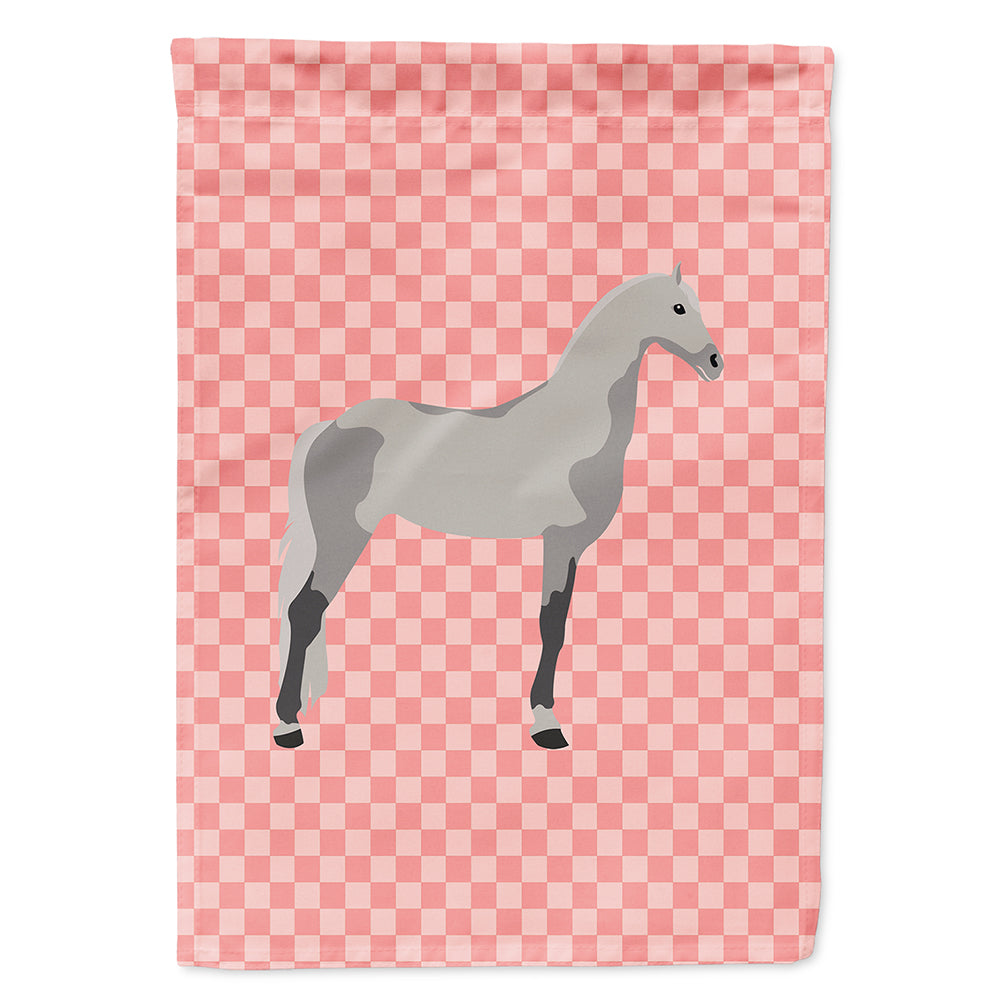 Orlov Trotter Horse Pink Check House Flag 28x40 Porch Sleeve Pole Decorative Outside Yard Banner Artwork Wall Hanging, Polyester