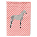 Orlov Trotter Horse Pink Check House Flag 28x40 Porch Sleeve Pole Decorative Outside Yard Banner Artwork Wall Hanging, Polyester