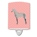 Orlov Trotter Horse Pink Check Ceramic Night Light Compact, UL-Certified, Ideal for Bedroom, Bathroom, Nursery, Hallway, Kitchen, 6x4x3, Multicolor