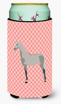 Orlov Trotter Horse Pink Check Tall Boy Hugger Can Cooler Sleeve Machine Washable Drink Collapsible Insulator Beverage Insulated Holder