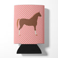Hannoverian Horse Pink Check Can or Bottle Hugger Cooler Sleeve for Standard 12 oz Cans, Insulated Foam Beer & Soda Can Hugger Reusable