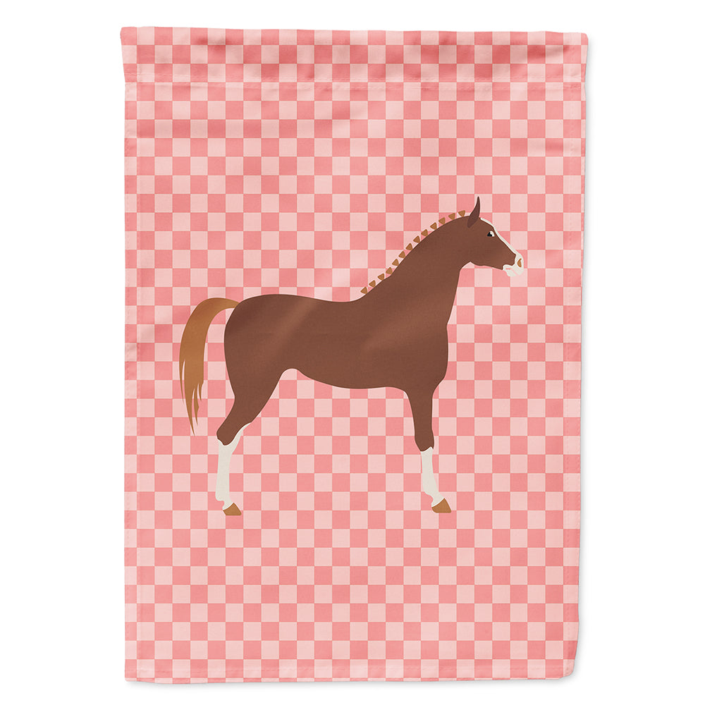 Hannoverian Horse Pink Check House Flag 28x40 Porch Sleeve Pole Decorative Outside Yard Banner Artwork Wall Hanging, Polyester