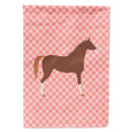 Hannoverian Horse Pink Check House Flag 28x40 Porch Sleeve Pole Decorative Outside Yard Banner Artwork Wall Hanging, Polyester