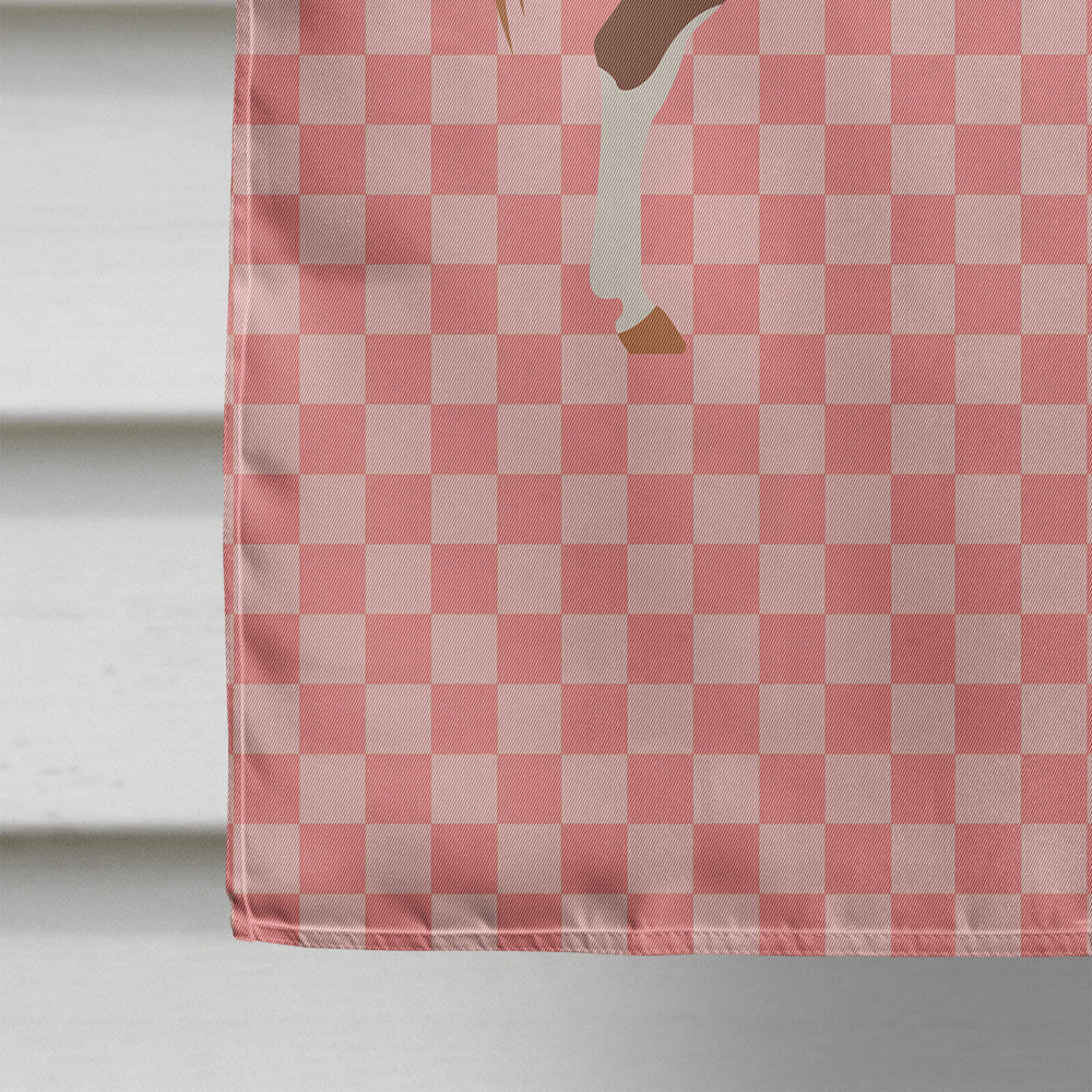 Hannoverian Horse Pink Check House Flag 28x40 Porch Sleeve Pole Decorative Outside Yard Banner Artwork Wall Hanging, Polyester