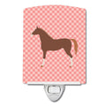 Hannoverian Horse Pink Check Ceramic Night Light Compact, UL-Certified, Ideal for Bedroom, Bathroom, Nursery, Hallway, Kitchen, 6x4x3, Multicolor