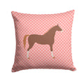 Hannoverian Horse Pink Check Decorative Throw Pillow 14x14 Indoor Outdoor Accent Cushion, Fabric Cover with Insert for Sofa, Bed, Porch & Living Room