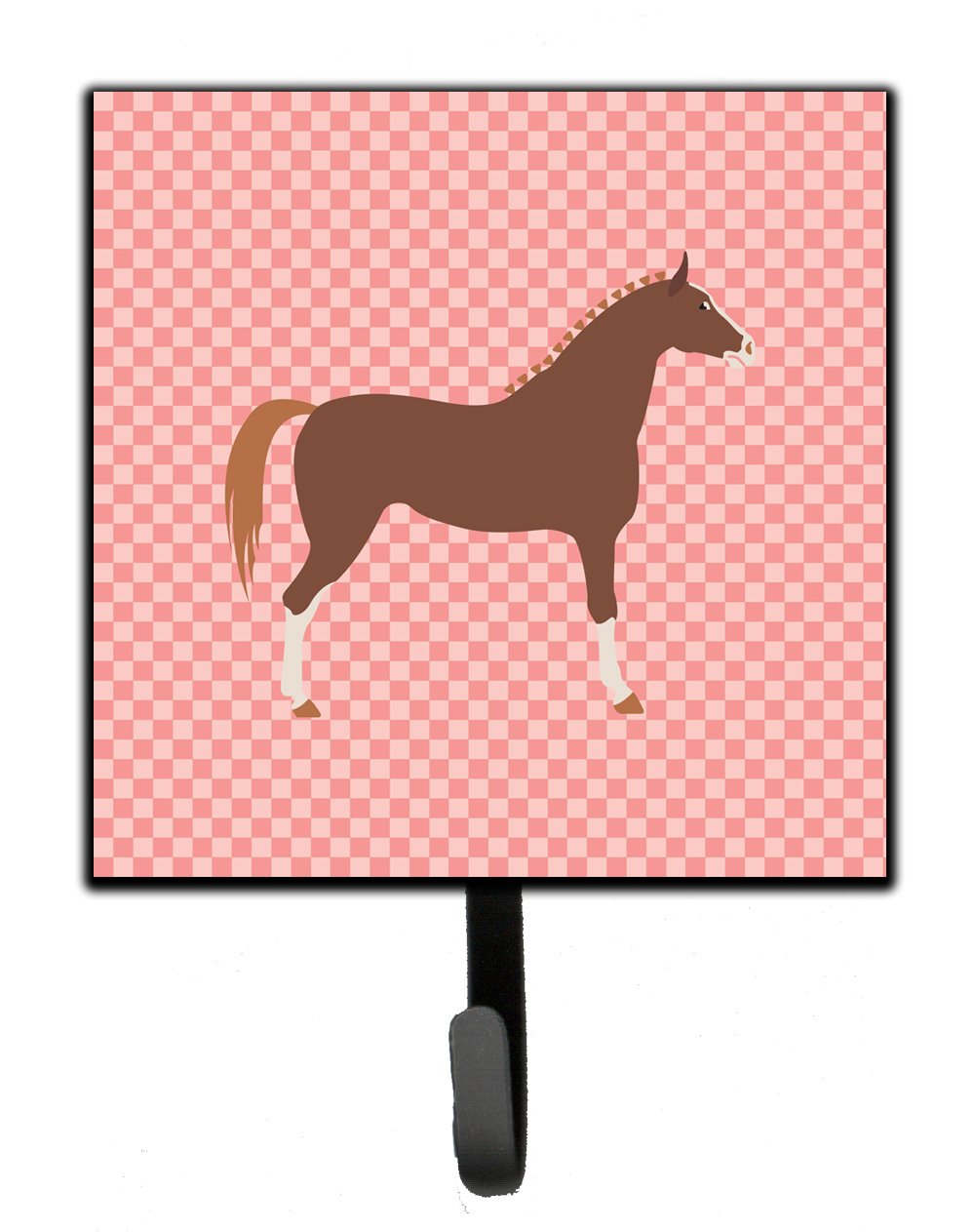 Hannoverian Horse Pink Check Leash or Key Holder Wall Hooks, Key Hooks Holder, Coat Rack Wall Mount, Coat Hooks, Hooks for Hanging Keys, Towels, Aprons, Leashes