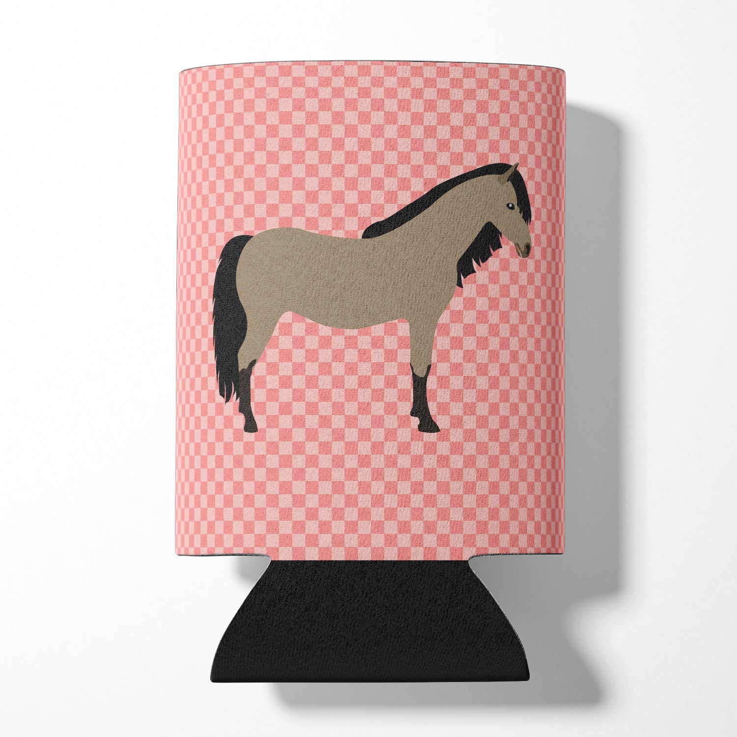 Welsh Pony Horse Pink Check Can or Bottle Hugger Cooler Sleeve for Standard 12 oz Cans, Insulated Foam Beer & Soda Can Hugger Reusable