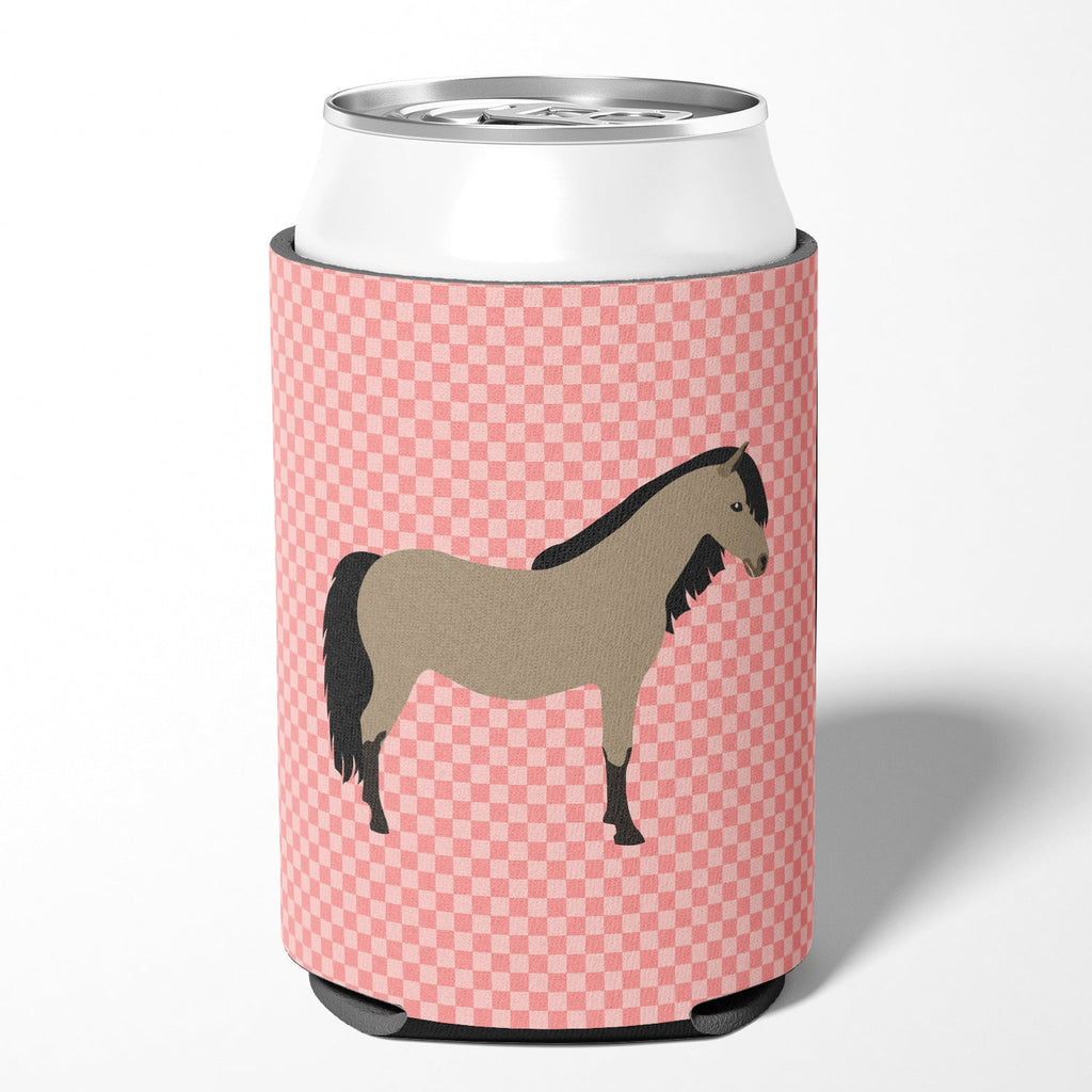 Welsh Pony Horse Pink Check Can or Bottle Hugger Cooler Sleeve for Standard 12 oz Cans, Insulated Foam Beer & Soda Can Hugger Reusable