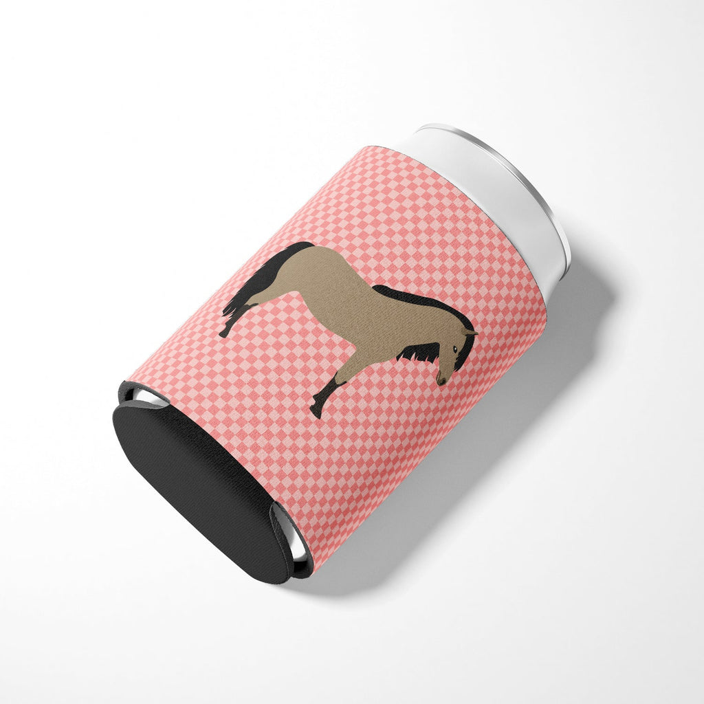 Welsh Pony Horse Pink Check Can or Bottle Hugger Cooler Sleeve for Standard 12 oz Cans, Insulated Foam Beer & Soda Can Hugger Reusable
