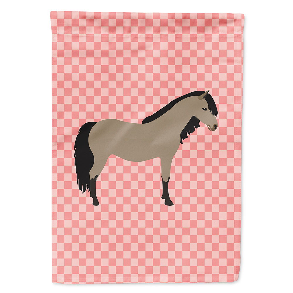 Welsh Pony Horse Pink Check House Flag 28x40 Porch Sleeve Pole Decorative Outside Yard Banner Artwork Wall Hanging, Polyester