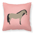 Welsh Pony Horse Pink Check Decorative Throw Pillow 18x18 Indoor Outdoor Accent Cushion, Fabric Cover with Insert for Sofa, Bed, Porch & Living Room