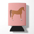 Arabian Horse Pink Check Can or Bottle Hugger Cooler Sleeve for Standard 12 oz Cans, Insulated Foam Beer & Soda Can Hugger Reusable