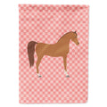 Arabian Horse Pink Check House Flag 28x40 Porch Sleeve Pole Decorative Outside Yard Banner Artwork Wall Hanging, Polyester