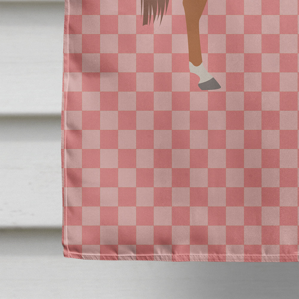 Arabian Horse Pink Check House Flag 28x40 Porch Sleeve Pole Decorative Outside Yard Banner Artwork Wall Hanging, Polyester