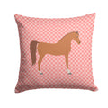 Arabian Horse Pink Check Decorative Throw Pillow 14x14 Indoor Outdoor Accent Cushion, Fabric Cover with Insert for Sofa, Bed, Porch & Living Room