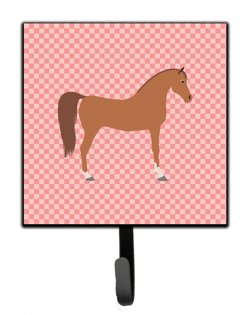 Arabian Horse Pink Check Leash or Key Holder Wall Hooks, Key Hooks Holder, Coat Rack Wall Mount, Coat Hooks, Hooks for Hanging Keys, Towels, Aprons, Leashes