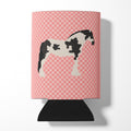 Cyldesdale Horse Pink Check Can or Bottle Hugger Cooler Sleeve for Standard 12 oz Cans, Insulated Foam Beer & Soda Can Hugger Reusable