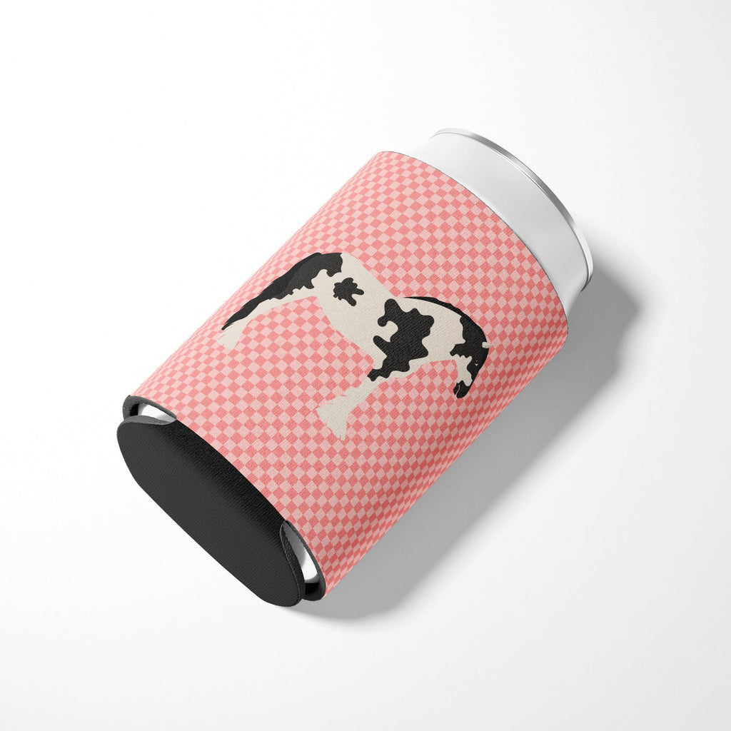 Cyldesdale Horse Pink Check Can or Bottle Hugger Cooler Sleeve for Standard 12 oz Cans, Insulated Foam Beer & Soda Can Hugger Reusable