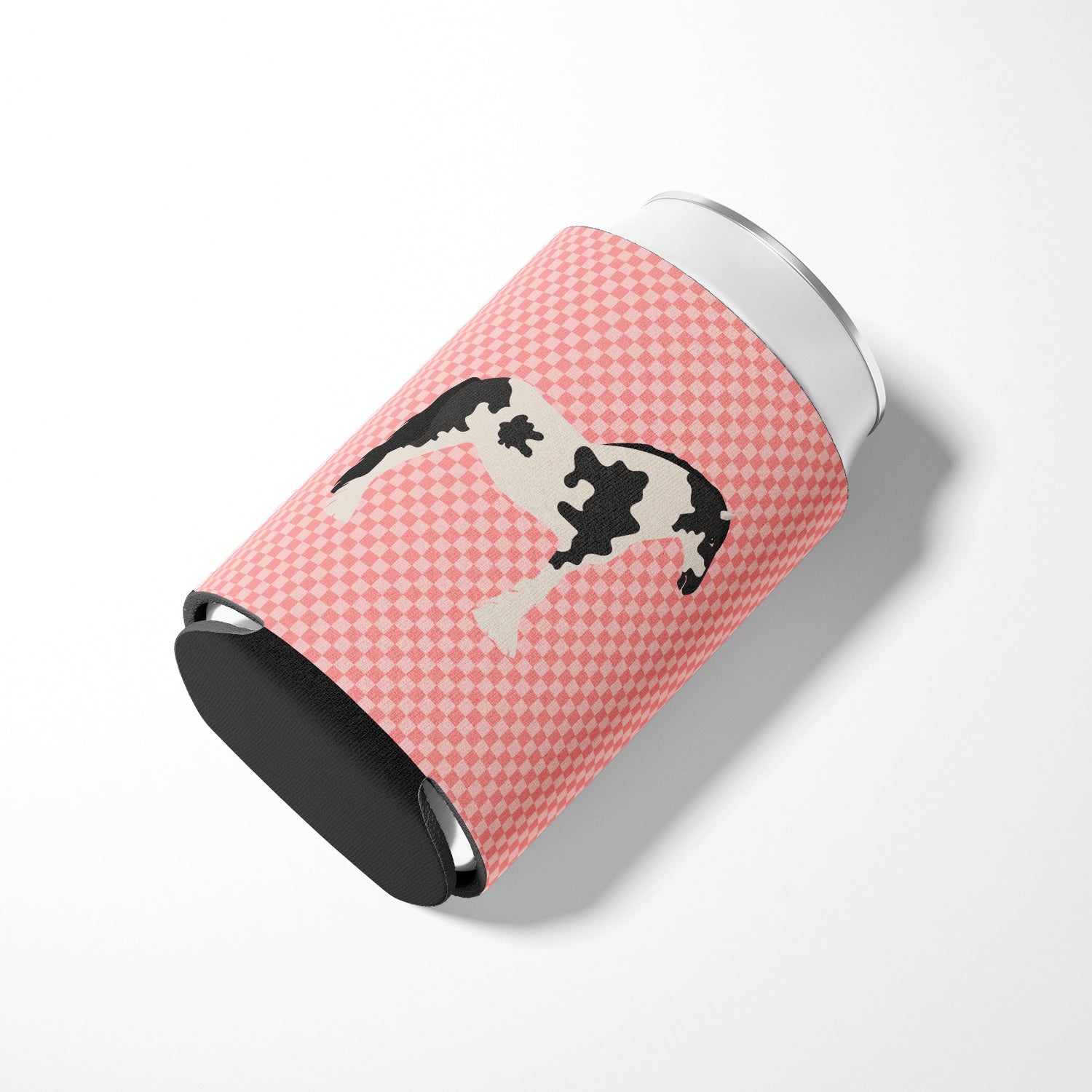 Cyldesdale Horse Pink Check Can or Bottle Hugger Cooler Sleeve for Standard 12 oz Cans, Insulated Foam Beer & Soda Can Hugger Reusable
