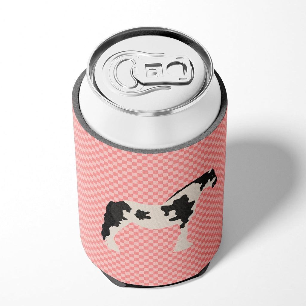 Cyldesdale Horse Pink Check Can or Bottle Hugger Cooler Sleeve for Standard 12 oz Cans, Insulated Foam Beer & Soda Can Hugger Reusable