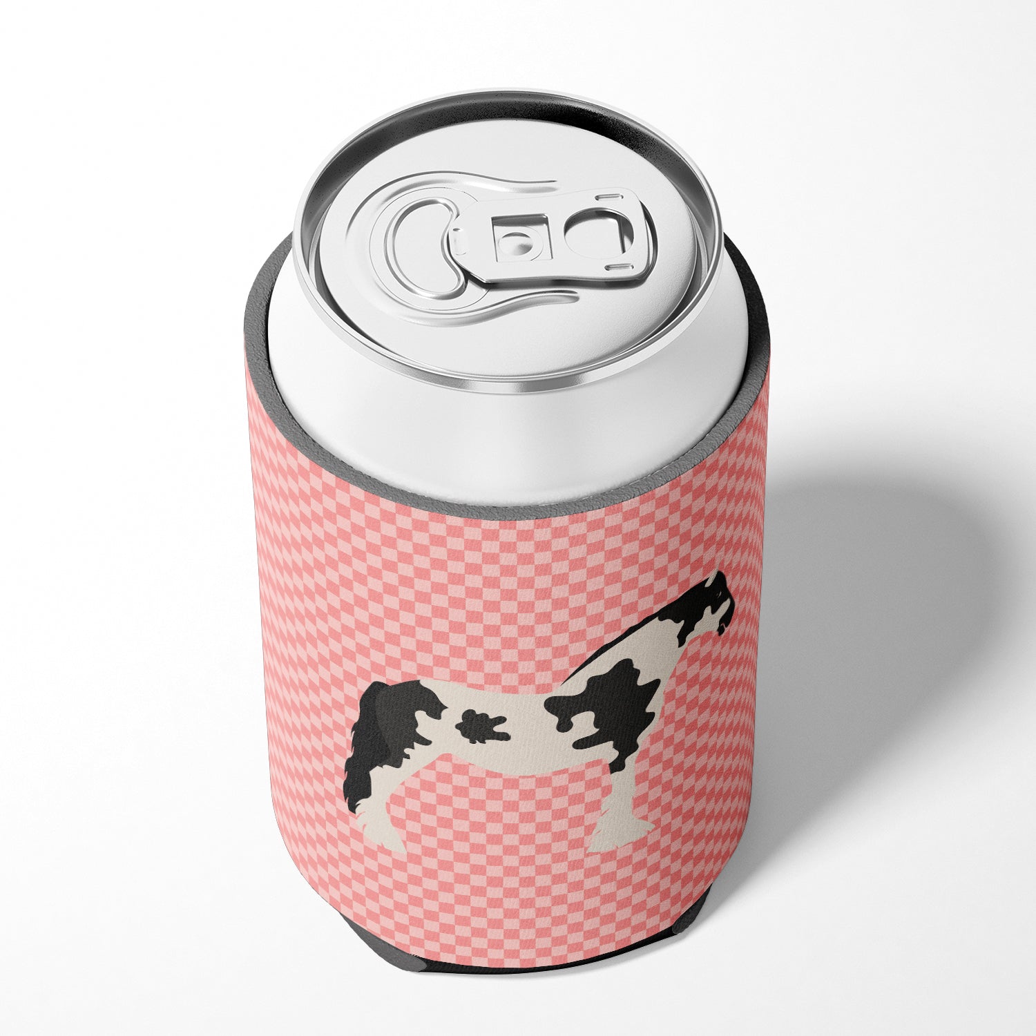 Cyldesdale Horse Pink Check Can or Bottle Hugger Cooler Sleeve for Standard 12 oz Cans, Insulated Foam Beer & Soda Can Hugger Reusable