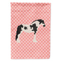 Cyldesdale Horse Pink Check House Flag 28x40 Porch Sleeve Pole Decorative Outside Yard Banner Artwork Wall Hanging, Polyester