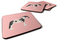 Cyldesdale Horse Pink Check Foam Coasters Set of 4 Cup Coasters for Indoor Outdoor, Tabletop Protection, Anti Slip, Mouse pad Material