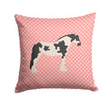 Cyldesdale Horse Pink Check Decorative Throw Pillow 14x14 Indoor Outdoor Accent Cushion, Fabric Cover with Insert for Sofa, Bed, Porch & Living Room