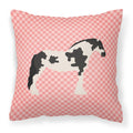 Cyldesdale Horse Pink Check Decorative Throw Pillow 18x18 Indoor Outdoor Accent Cushion, Fabric Cover with Insert for Sofa, Bed, Porch & Living Room