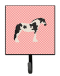 Cyldesdale Horse Pink Check Leash or Key Holder Wall Hooks, Key Hooks Holder, Coat Rack Wall Mount, Coat Hooks, Hooks for Hanging Keys, Towels, Aprons, Leashes