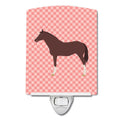 English Thoroughbred Horse Pink Check Ceramic Night Light Compact, UL-Certified, Ideal for Bedroom, Bathroom, Nursery, Hallway, Kitchen, 6x4x3, Multicolor