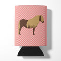 Shetland Pony Horse Pink Check Can or Bottle Hugger Cooler Sleeve for Standard 12 oz Cans, Insulated Foam Beer & Soda Can Hugger Reusable