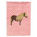 Shetland Pony Horse Pink Check House Flag 28x40 Porch Sleeve Pole Decorative Outside Yard Banner Artwork Wall Hanging, Polyester