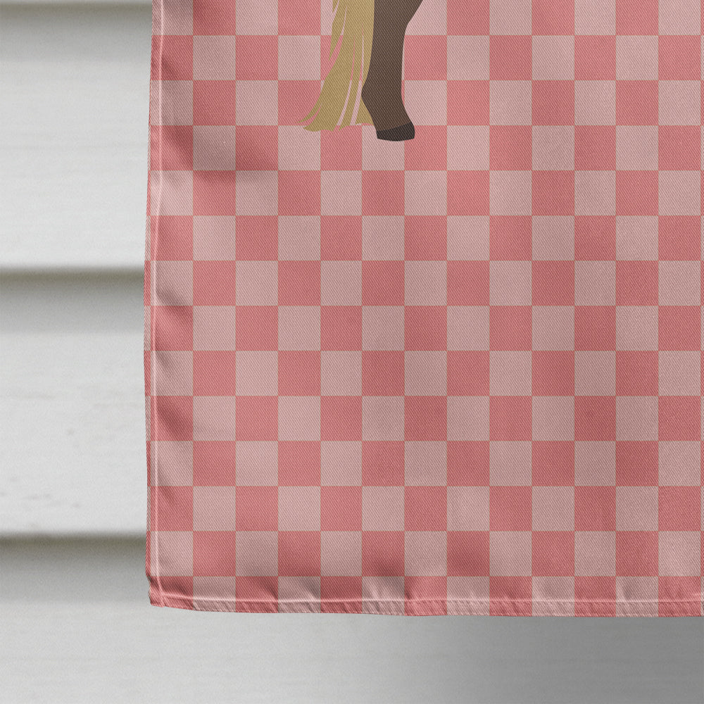 Shetland Pony Horse Pink Check House Flag 28x40 Porch Sleeve Pole Decorative Outside Yard Banner Artwork Wall Hanging, Polyester