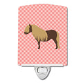 Shetland Pony Horse Pink Check Ceramic Night Light Compact, UL-Certified, Ideal for Bedroom, Bathroom, Nursery, Hallway, Kitchen, 6x4x3, Multicolor