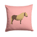 Shetland Pony Horse Pink Check Decorative Throw Pillow 14x14 Indoor Outdoor Accent Cushion, Fabric Cover with Insert for Sofa, Bed, Porch & Living Room