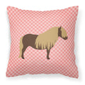 Shetland Pony Horse Pink Check Decorative Throw Pillow 18x18 Indoor Outdoor Accent Cushion, Fabric Cover with Insert for Sofa, Bed, Porch & Living Room
