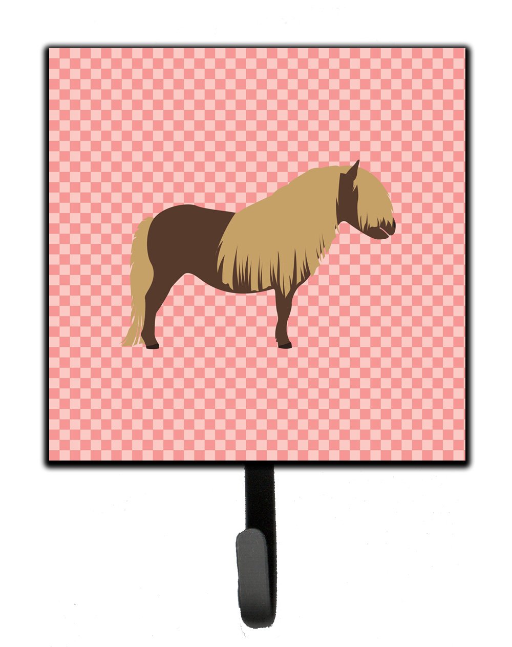 Shetland Pony Horse Pink Check Leash or Key Holder Wall Hooks, Key Hooks Holder, Coat Rack Wall Mount, Coat Hooks, Hooks for Hanging Keys, Towels, Aprons, Leashes