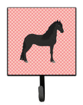 Friesian Horse Pink Check Leash or Key Holder Wall Hooks, Key Hooks Holder, Coat Rack Wall Mount, Coat Hooks, Hooks for Hanging Keys, Towels, Aprons, Leashes