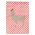 Llama Pink Check House Flag 28x40 Porch Sleeve Pole Decorative Outside Yard Banner Artwork Wall Hanging, Polyester
