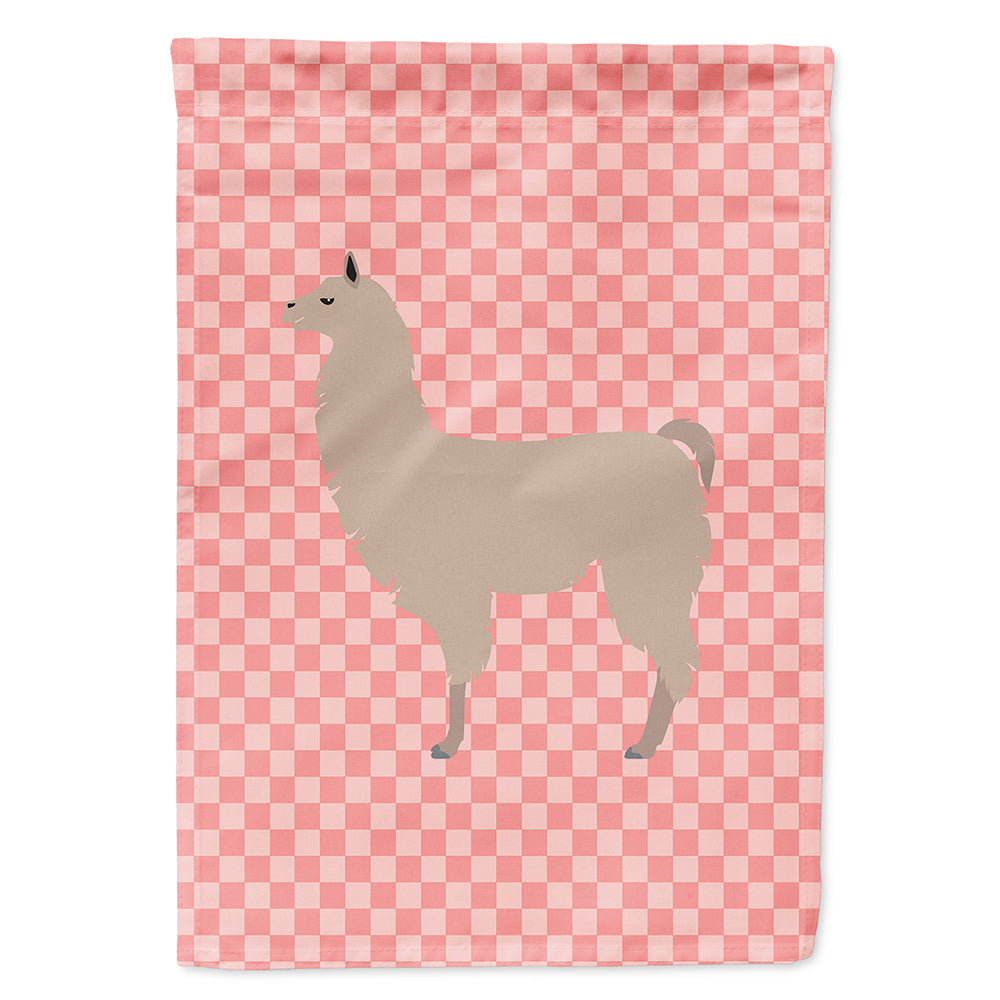 Llama Pink Check House Flag 28x40 Porch Sleeve Pole Decorative Outside Yard Banner Artwork Wall Hanging, Polyester