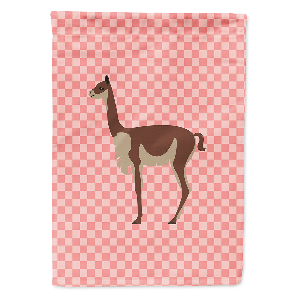 Vicugna or Vicuna Pink Check House Flag 28x40 Porch Sleeve Pole Decorative Outside Yard Banner Artwork Wall Hanging, Polyester