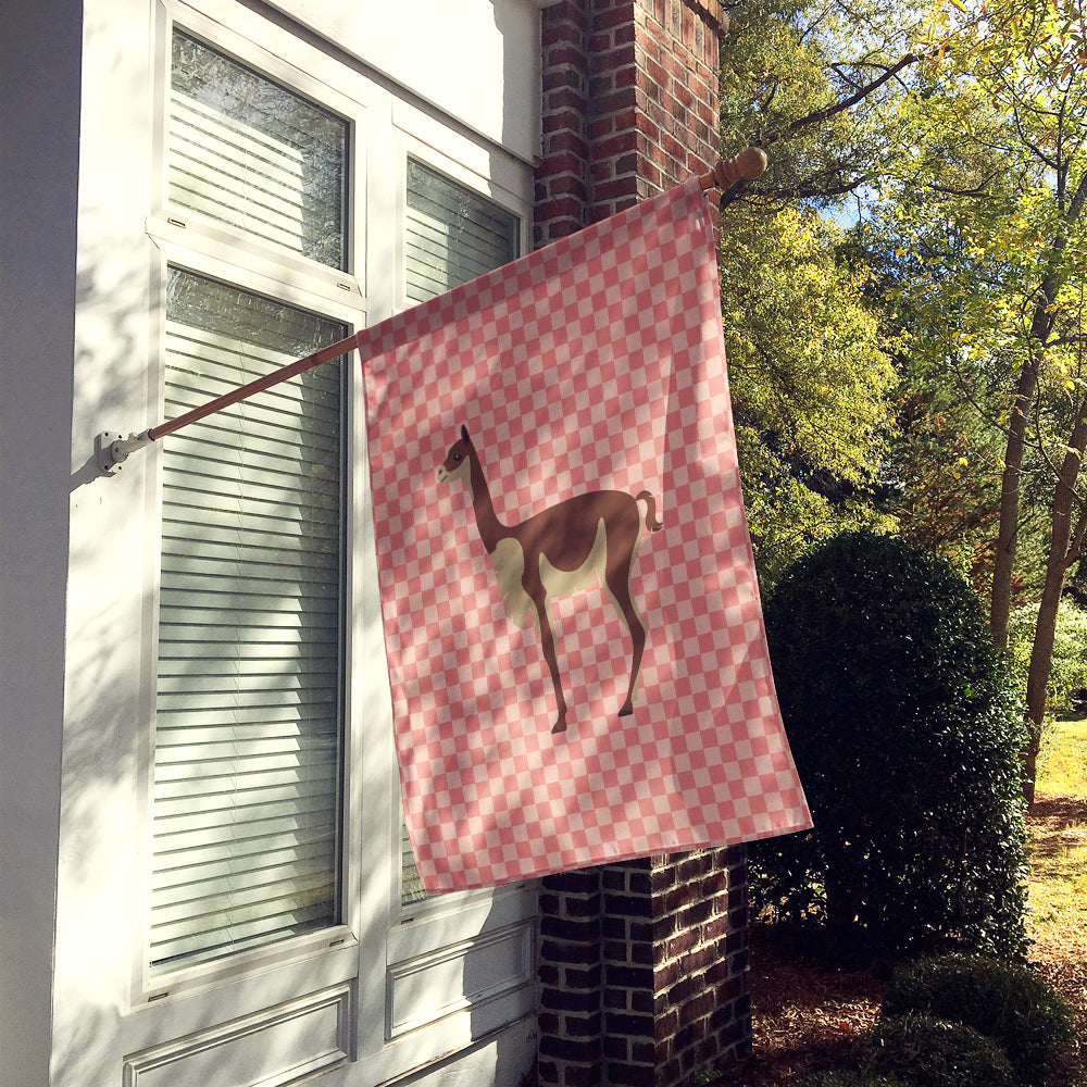 Vicugna or Vicuna Pink Check House Flag 28x40 Porch Sleeve Pole Decorative Outside Yard Banner Artwork Wall Hanging, Polyester