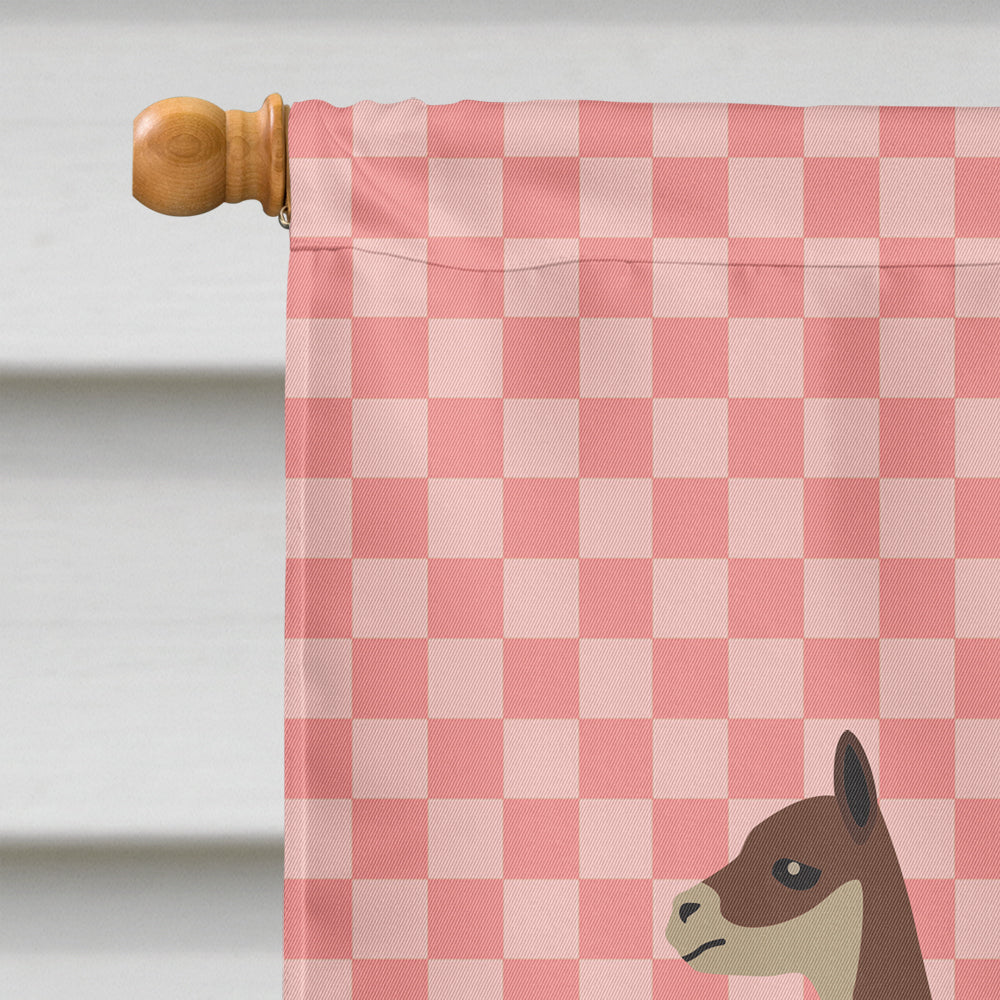Vicugna or Vicuna Pink Check House Flag 28x40 Porch Sleeve Pole Decorative Outside Yard Banner Artwork Wall Hanging, Polyester