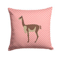 Vicugna or Vicuna Pink Check Decorative Throw Pillow 14x14 Indoor Outdoor Accent Cushion, Fabric Cover with Insert for Sofa, Bed, Porch & Living Room