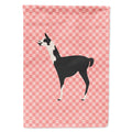 Llama Q' Ara Pink Check House Flag 28x40 Porch Sleeve Pole Decorative Outside Yard Banner Artwork Wall Hanging, Polyester