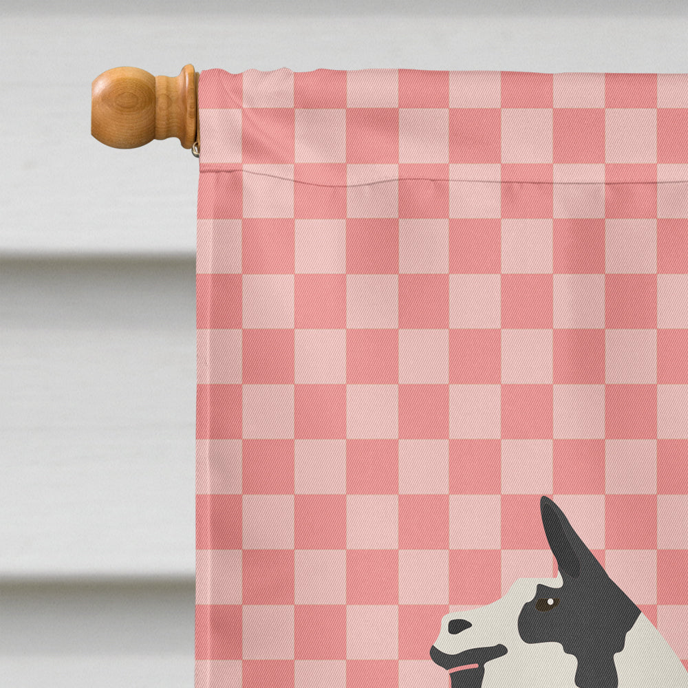 Llama Q' Ara Pink Check House Flag 28x40 Porch Sleeve Pole Decorative Outside Yard Banner Artwork Wall Hanging, Polyester