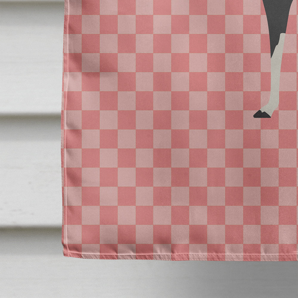 Llama Q' Ara Pink Check House Flag 28x40 Porch Sleeve Pole Decorative Outside Yard Banner Artwork Wall Hanging, Polyester
