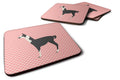 Llama Q' Ara Pink Check Foam Coasters Set of 4 Cup Coasters for Indoor Outdoor, Tabletop Protection, Anti Slip, Mouse pad Material
